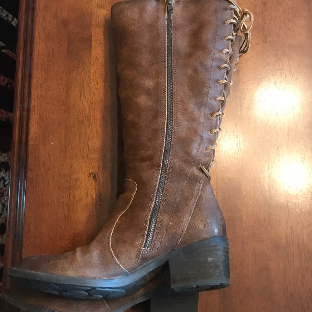 Born Brown Suede Heeled Boots - Picture 6 of 8